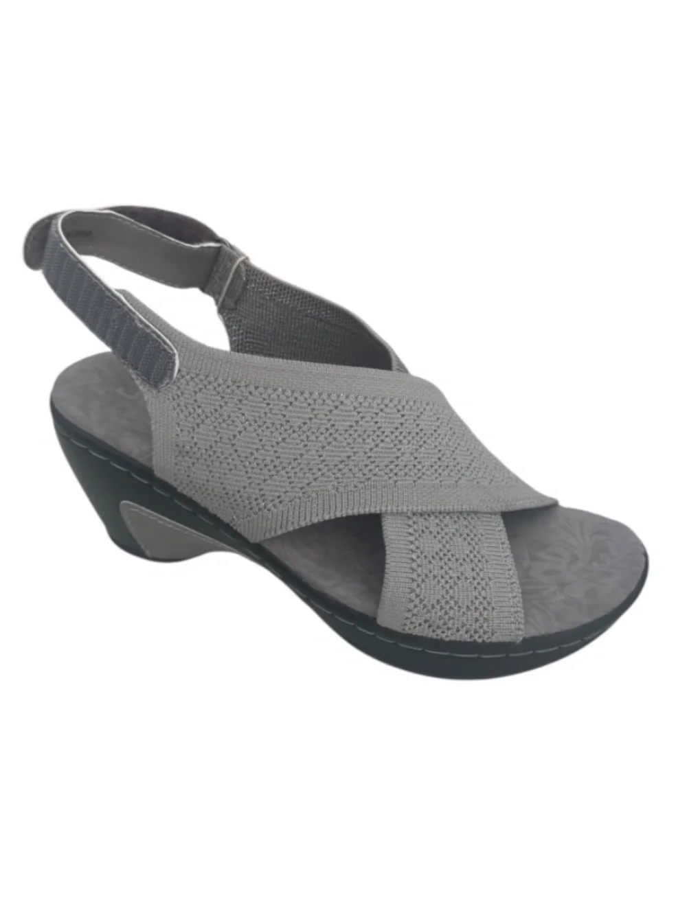 Jbu Women's Alyssa Wedge Sandals, Gray Shimmer, Size 6.5M - NWB